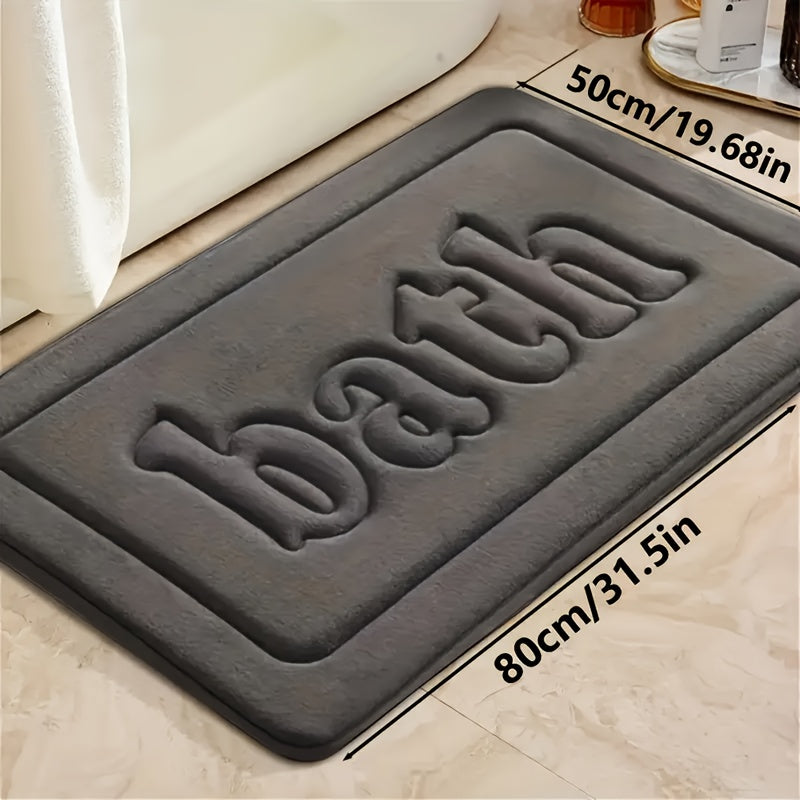 1pc Soft Touch Memory Foam Bath Mat, Rectangular Polyester Carpet with PVC Rubber Bottom Lining, Non Slip, Stain Resistant, Absorbent, Foot Massage, Geometric-pattern, Low Pile, Machine Made, 1.2cm Thickness