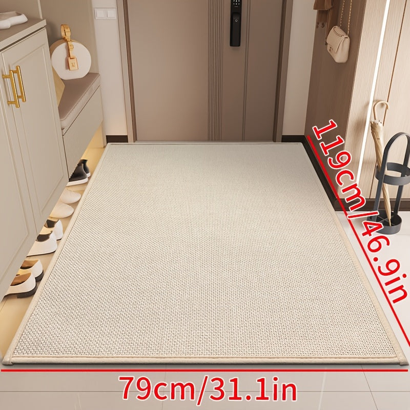 [Water-Absorbent Door Mat] Meize Style 1pc Rubber Braided Light Gray/Beige/Coffee Door Mat | Water-Absorbent And Non-Slip Solid Color Woven Texture Entrance Mat with Rubber Backing, Soft And Comfortable, Suitable for Doorways, Bedrooms, Kitchens,