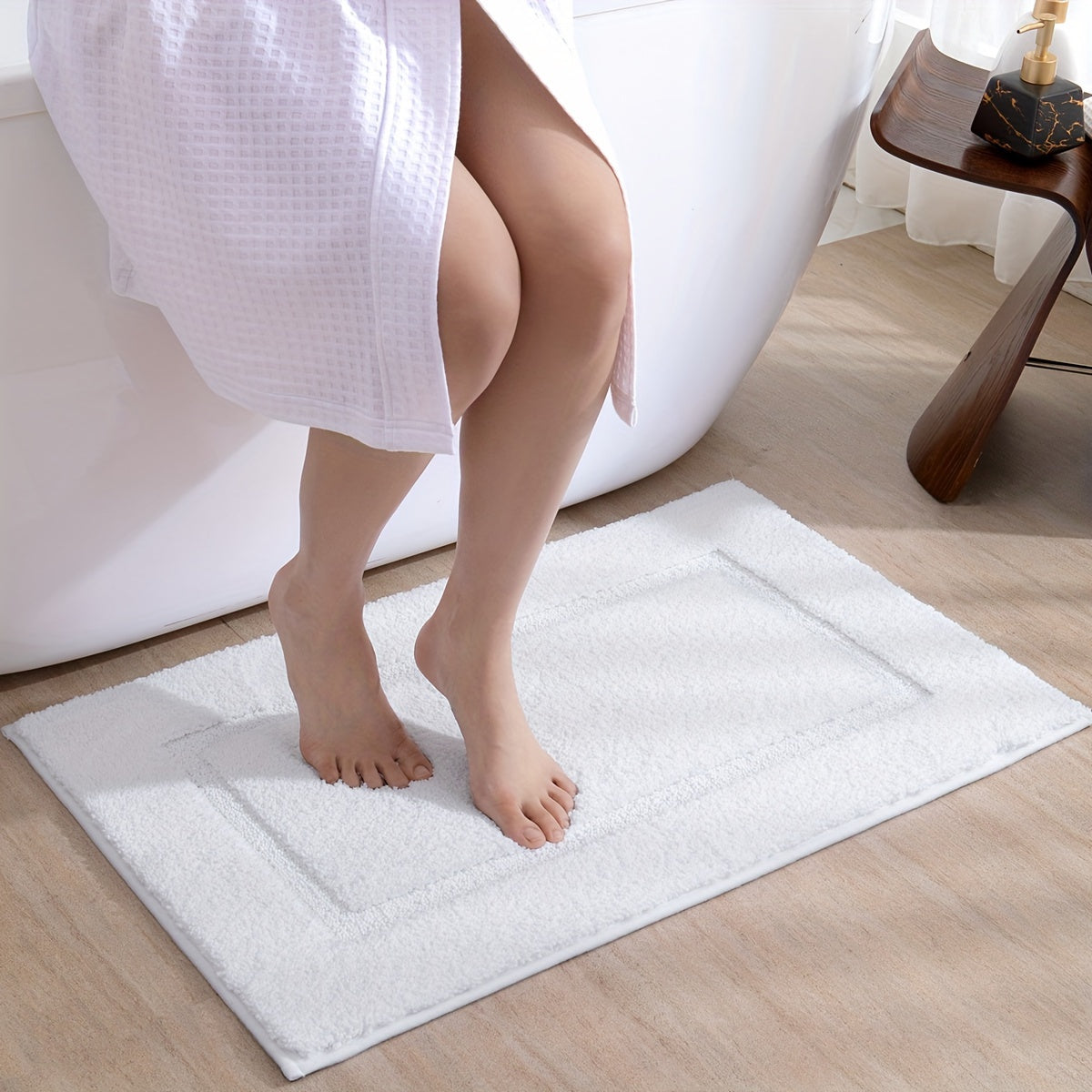 Bathroom Rug Mat, Ultra Absorbent Soft Bath Rug, Washable Non-Slip Bath Mat for Bathroom Floor, Tub, Shower Room, 24"x16", Brown