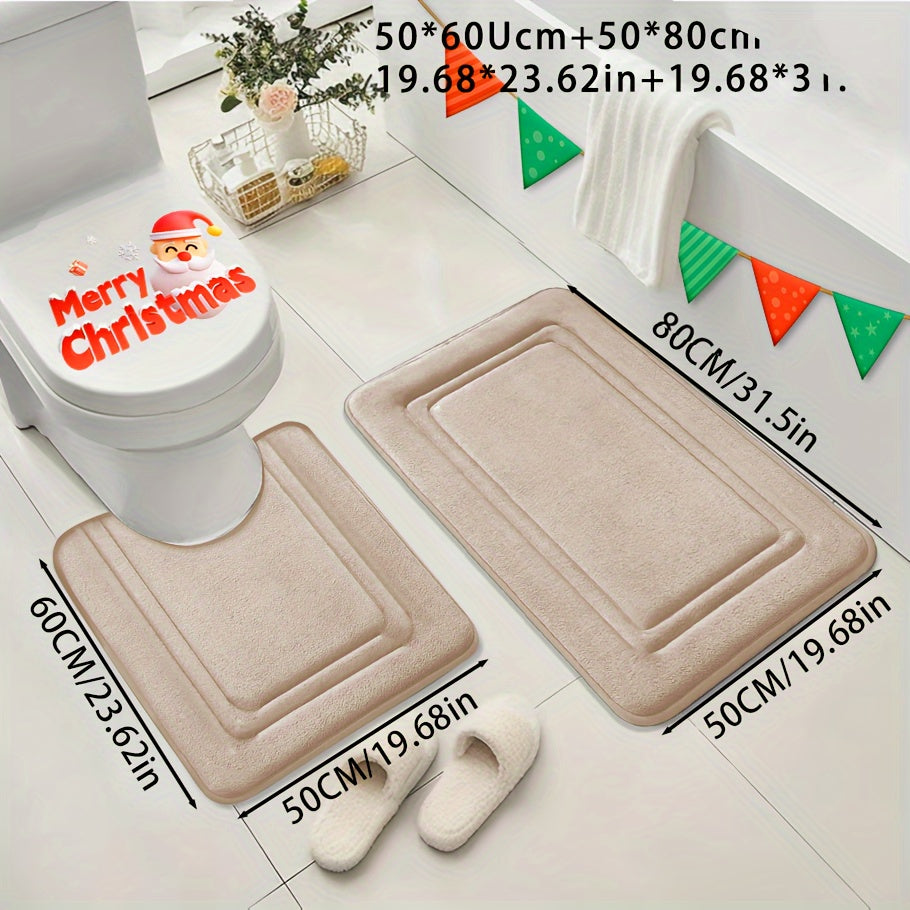 Extra Soft Memory Foam Bathroom Rug Set, Non-Slip Bath Rug and Absorbent Bath Mat Rug for Bath/Shower, Bathroom Supplies, Bathtub Floor Mats, and More