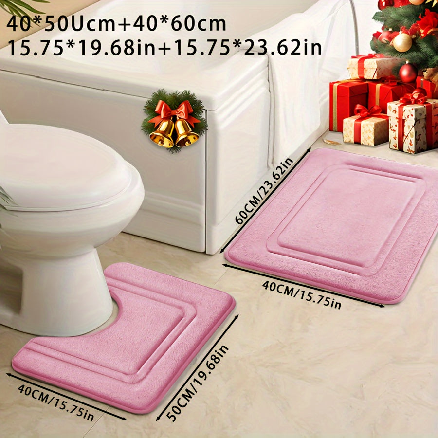Extra Soft Memory Foam Bathroom Rug Set, Non-Slip Bath Rug and Absorbent Bath Mat Rug for Bath/Shower, Bathroom Supplies, Bathtub Floor Mats, and More