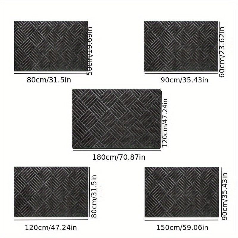 Thick Durable Non-Slip Rubber Modern Simplistic Doormat, Absorbent Twill Edge Design Entrance Mat with Multiple Sizes Available for Indoor, Porch, Patio, Bathroom, Kitchen