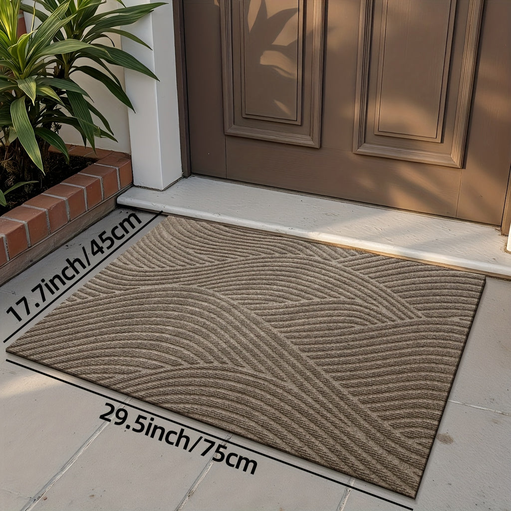 DAJIANG Geometric Stripe Non-Slip Mat - Durable Polyester 100., Hand Wash Only, Rectangular Entryway Mat for Home & Office, Christmas Decor & Gift, Beige & Brown Striped Design, Christmas Decor Mat | Modern Home Decor | Durable Mat, Christmas Decorations