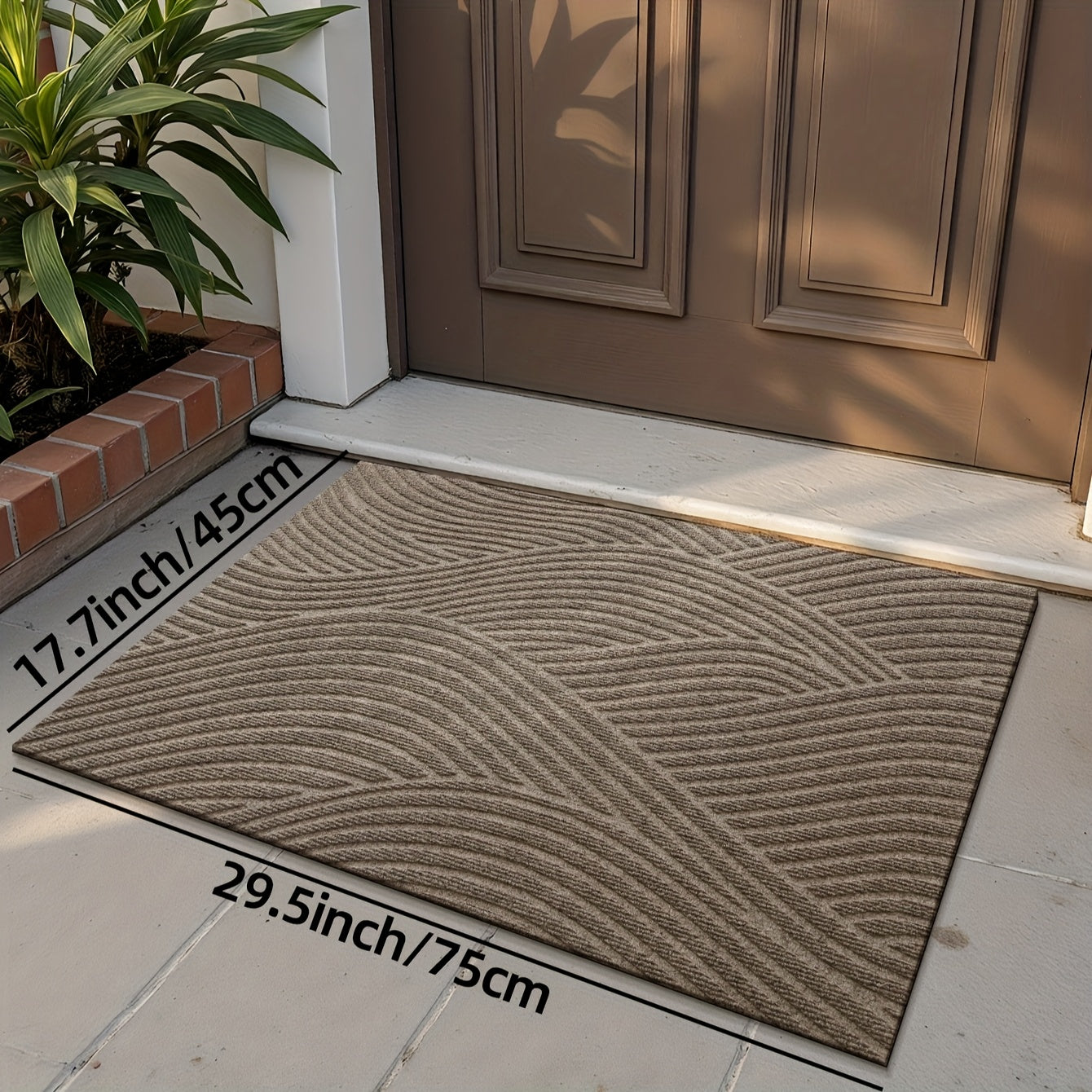 DAJIANG Geometric Stripe Non-Slip Mat - Durable Polyester 100., Hand Wash Only, Rectangular Entryway Mat for Home & Office, Christmas Decor & Gift, Beige & Brown Striped Design, Christmas Decor Mat | Modern Home Decor | Durable Mat, Christmas Decorations