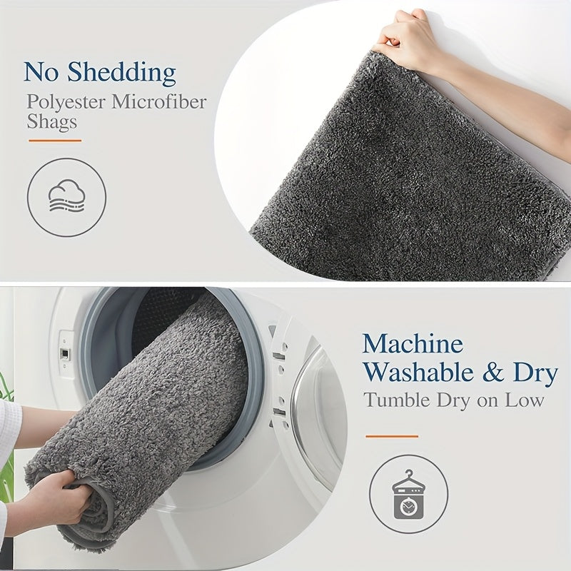 [1pc Ultra-Soft Toilet Mat] Ultra-Soft 1pc Plush Bathroom Toilet Mat | Non-Slip, Super Absorbent, Machine Washable, Solid Color with U-Shaped Contour for Enhanced Comfort and Support