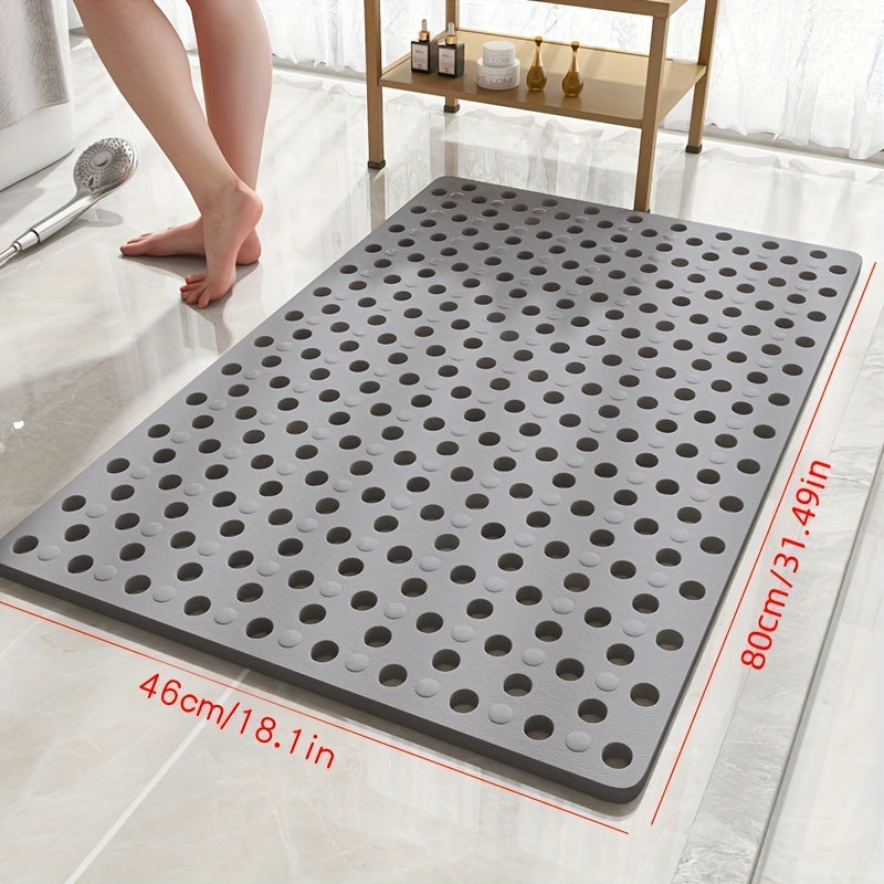 1pc Non-Slip Bathroom Mat - Quick Drain, Round Hole Design, Suction Cup, Massage Ring, Durable and Comfortable for Shower Room, Hotel Toilet, Bathtub