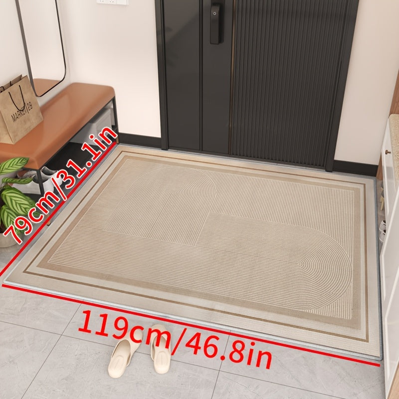 1 Meize brand simple solid color line welcome floor mat, water absorbing and anti slip door mat, soundproof and cooling foot mat, soft and delicate, suitable for doorways, corridors, entrances, bedrooms, kitchens, laundry rooms