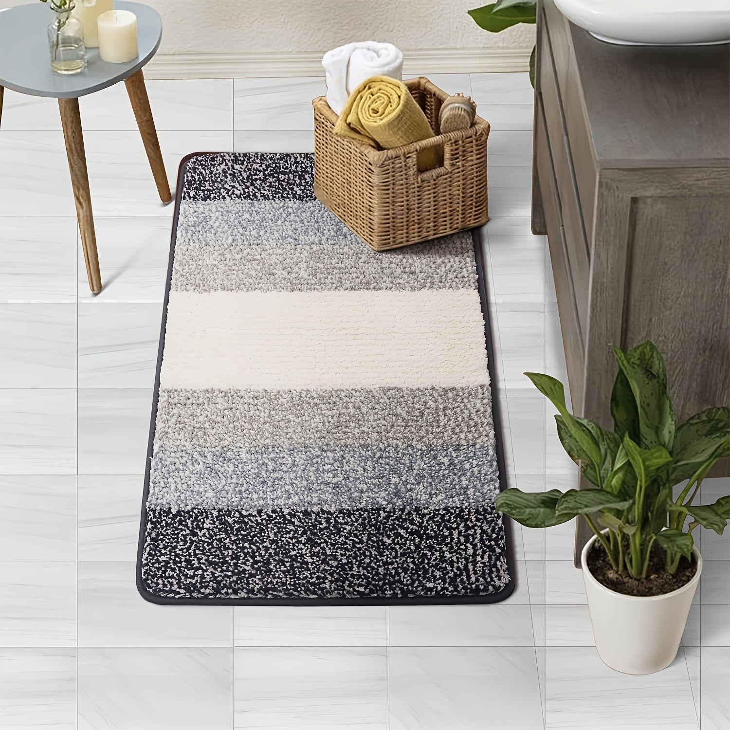 Gradient Microfiber Flocking Floor Mat Polyester Bath Mat Return Foot Mat Multi-Color Optional Non-Slip Mat Bathroom Mat