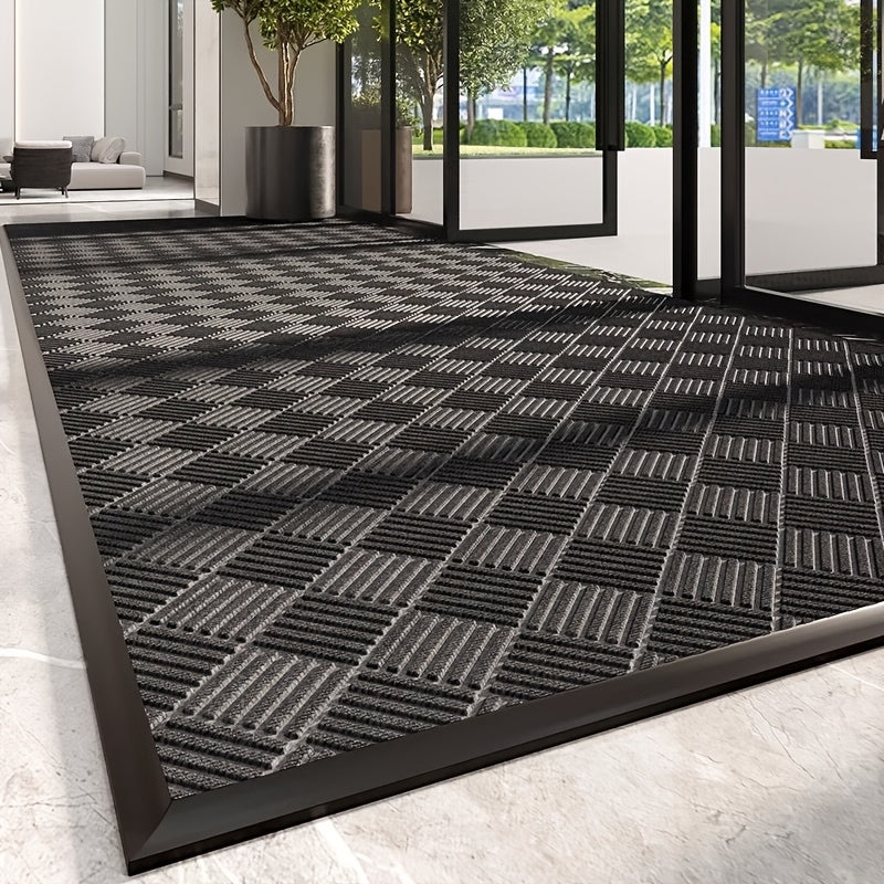Durable Rubber Non-Slip Mat for Entryway - Thick,, Easy to Clean, Absorbent Doormat for Indoor/Outdoor Use, Modern Design in Black, Multiple Sizes Available, Porch Decoration | Sleek Home Accessory | Durable Construction, Floor Mats for Home