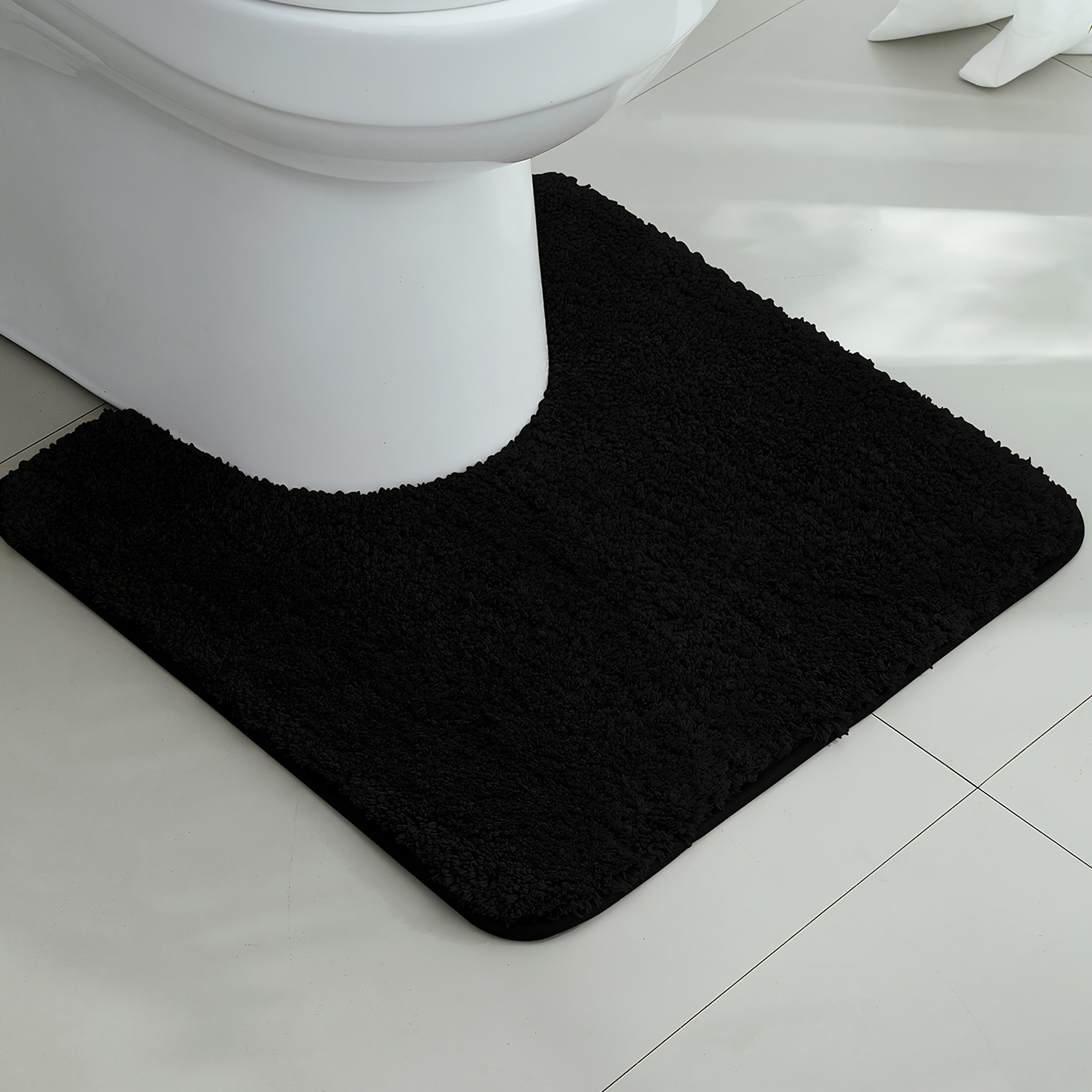 [1pc Ultra-Soft Toilet Mat] Ultra-Soft 1pc Plush Bathroom Toilet Mat | Non-Slip, Super Absorbent, Machine Washable, Solid Color with U-Shaped Contour for Enhanced Comfort and Support