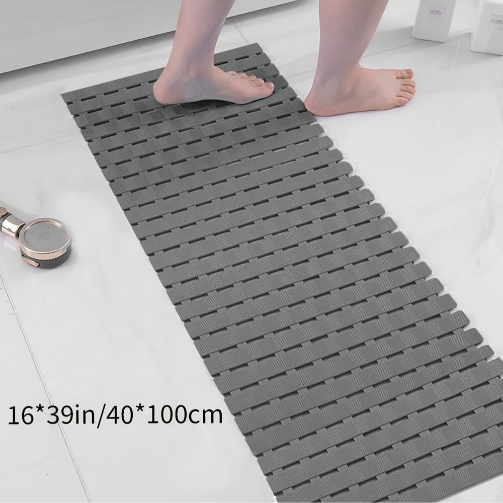 Non-Slip PVC Bathroom Mat - 16x39 Inches, Quick-Dry, Waterproof, Easy Drainage, Durable & Nonskid Floor Mat for Home Shower, Bathroom, Kitchen, and Entryway, Bathroom Floor Mat | Rectangular Floor Mat | PVC Construction, Bathroom Mat