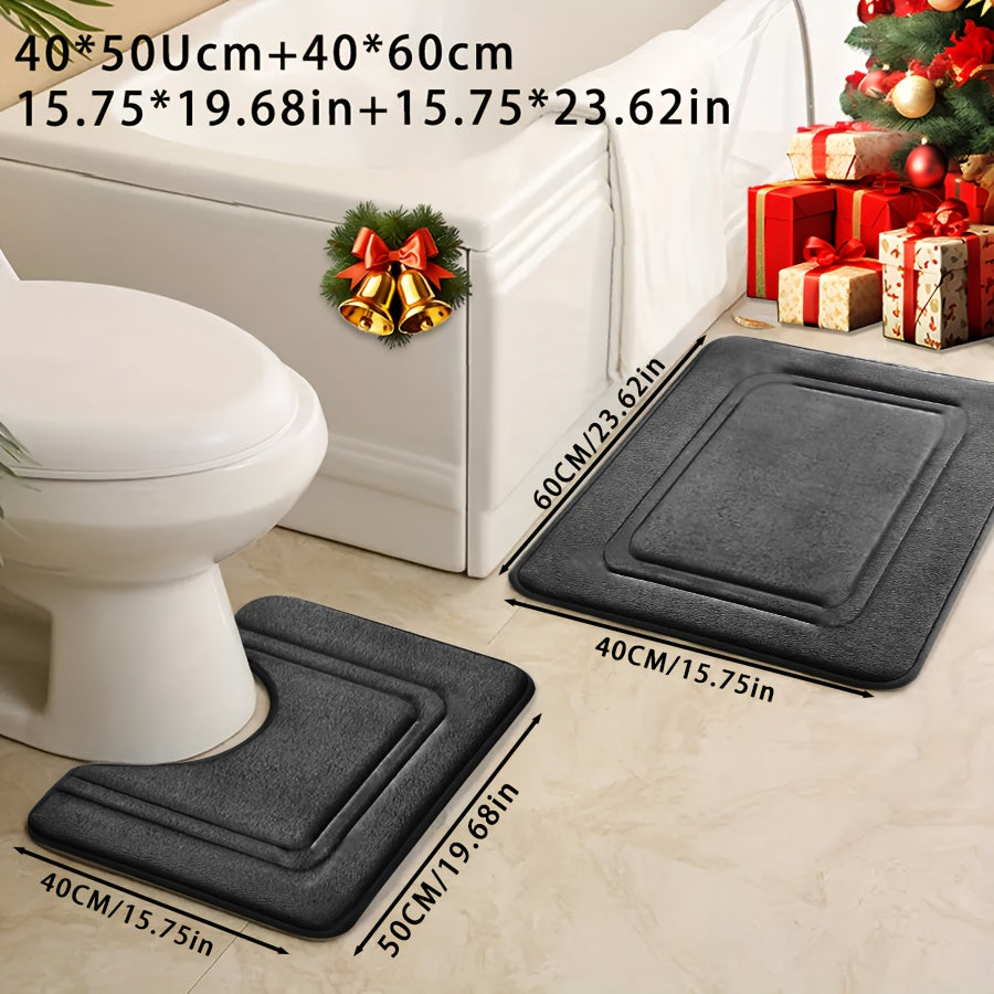 Extra Soft Memory Foam Bathroom Rug Set, Non-Slip Bath Rug and Absorbent Bath Mat Rug for Bath/Shower, Bathroom Supplies, Bathtub Floor Mats, and More