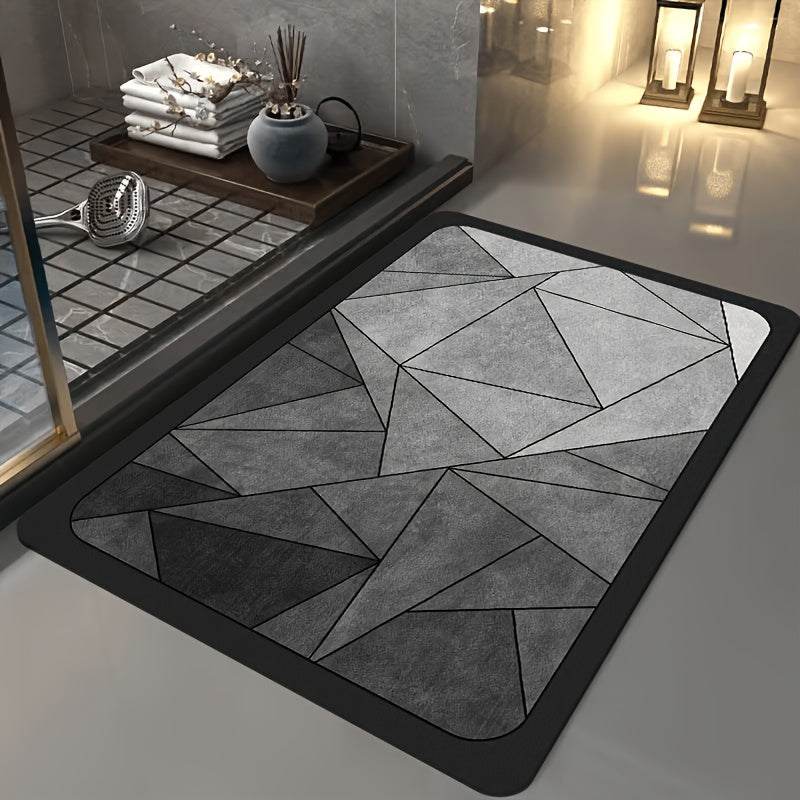 [Quick-Dry Bath Mat] 1pc Quick-Dry Diatomaceous Earth 3D Ultra-Absorbent Soft Polyester Bath Mat | Ideal for Bathroom, Shower, Tub, Outdoor Door Mat, Home and Autumn Decor