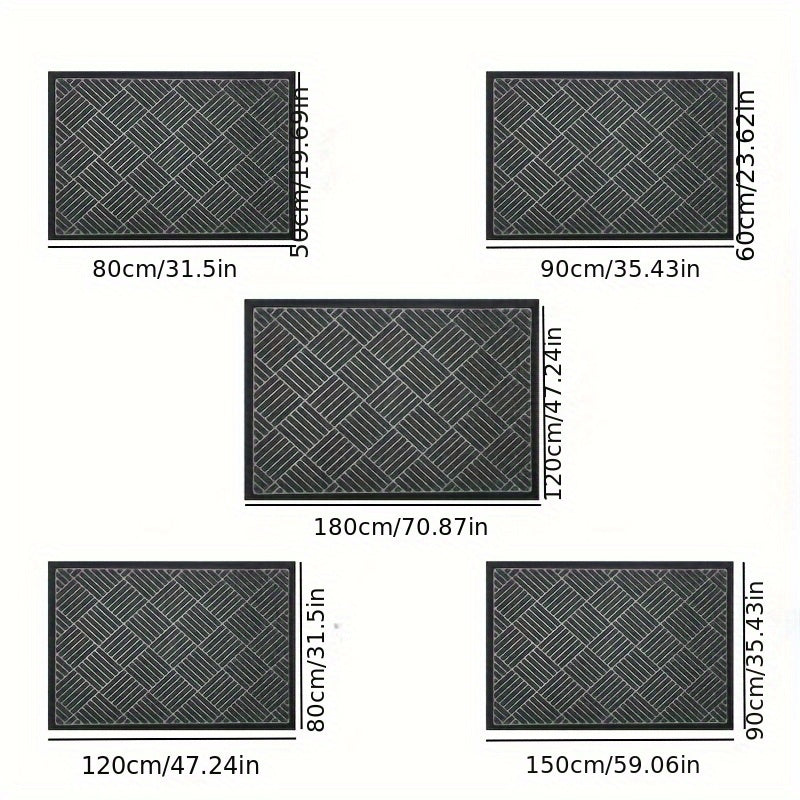 Durable Rubber Non-Slip Mat for Entryway - Thick,, Easy to Clean, Absorbent Doormat for Indoor/Outdoor Use, Modern Design in Black, Multiple Sizes Available, Porch Decoration | Sleek Home Accessory | Durable Construction, Floor Mats for Home