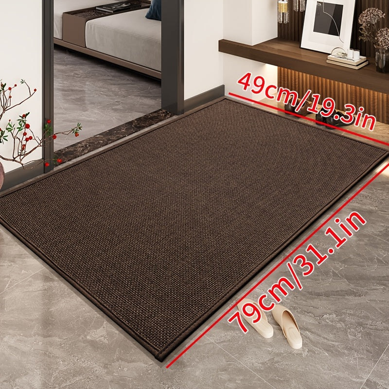 [Water-Absorbent Door Mat] Meize Style 1pc Rubber Braided Light Gray/Beige/Coffee Door Mat | Water-Absorbent And Non-Slip Solid Color Woven Texture Entrance Mat with Rubber Backing, Soft And Comfortable, Suitable for Doorways, Bedrooms, Kitchens,
