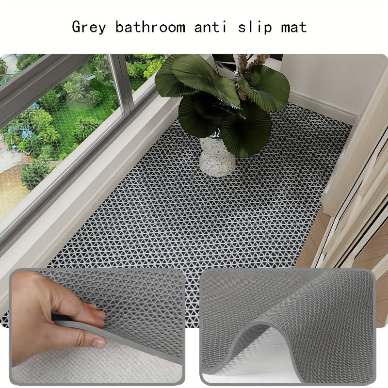 [Anti-Slip Pad] Thin 1pc 4.5mm PVC Anti-Slip Pad | Hollow Non-Slip Drainage Mat for Bathroom and Kitchen, Machine Made, Hand Wash Only, Rectangular Shape, High Absorbency Mat, Modern Bath Mat, PVC Construction, Bathroom Mat