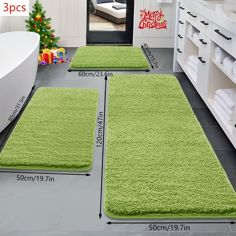 [Ultra Absorbent Bath Mat] 3pcs Ultra Absorbent Bath Mat Set | Extra Large & Small, Non-Slip, Soft Velvet Bath Rugs with Memory Foam - Ideal for Bathroom Decor, Shower, and Tub Accessories