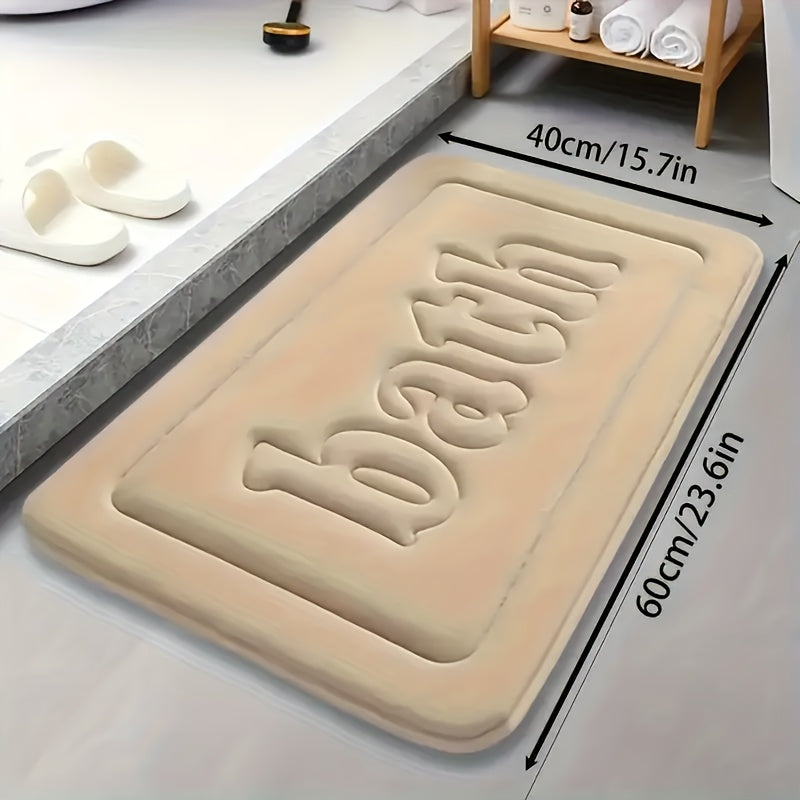 1pc Soft Touch Memory Foam Bath Mat, Rectangular Polyester Carpet with PVC Rubber Bottom Lining, Non Slip, Stain Resistant, Absorbent, Foot Massage, Geometric-pattern, Low Pile, Machine Made, 1.2cm Thickness