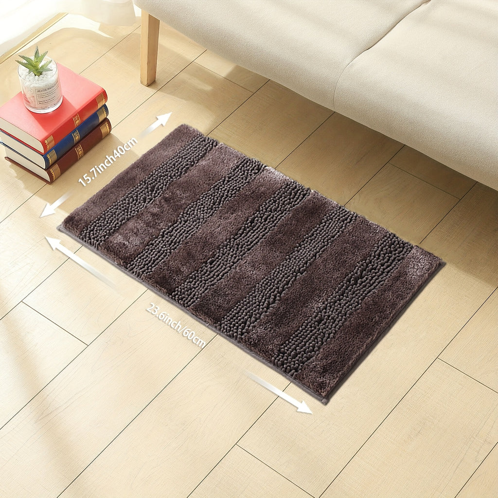 [Super Soft Bath Mat] Super Soft & Absorbent Chenille Bathroom Mat | Non-Slip, Easy To Clean - Ideal For Bathroom, Bedroom, Doorway, Kitchen, And Floor - 1pc