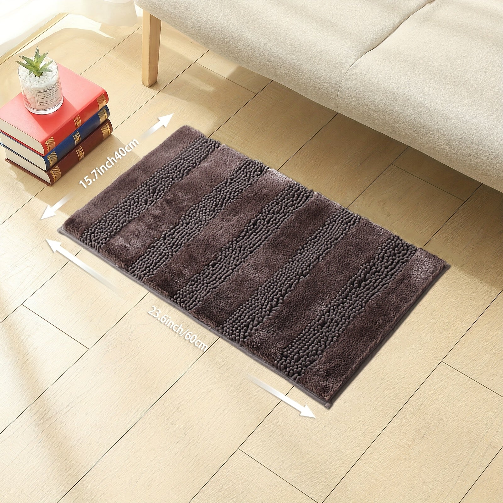 [Super Soft Bath Mat] Super Soft & Absorbent Chenille Bathroom Mat | Non-Slip, Easy To Clean - Ideal For Bathroom, Bedroom, Doorway, Kitchen, And Floor - 1pc