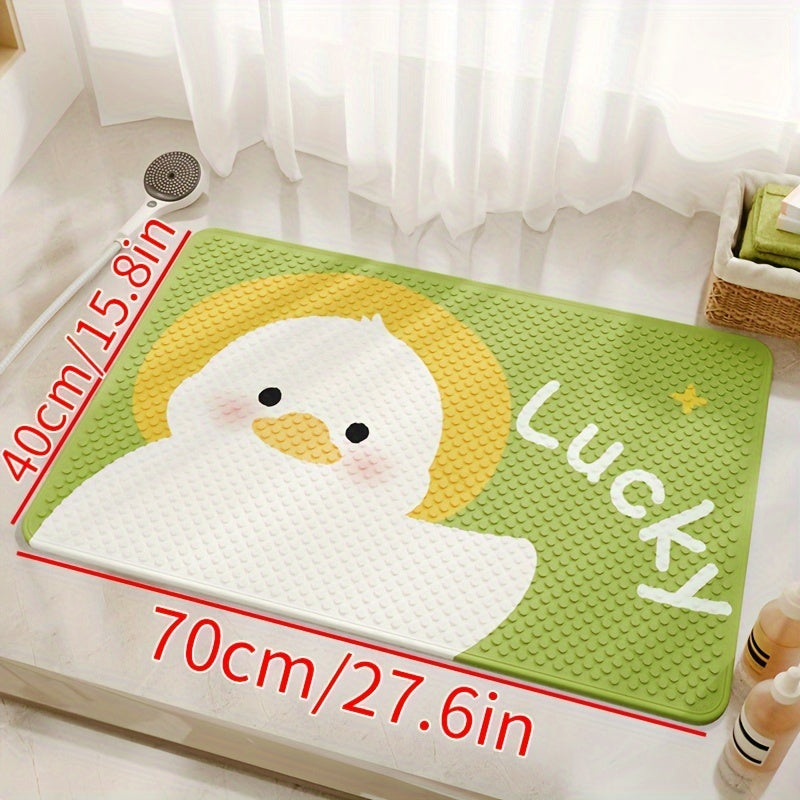 1pc of Dongyang brand cartoon pattern shower mat, Christmas decoration floor mat, bathroom non slip foot mat, easy to clean bath mat, bathtub mat with strong suction cup, quick draining, suitable for shower room, hotel restroom, bathroom, bathtub