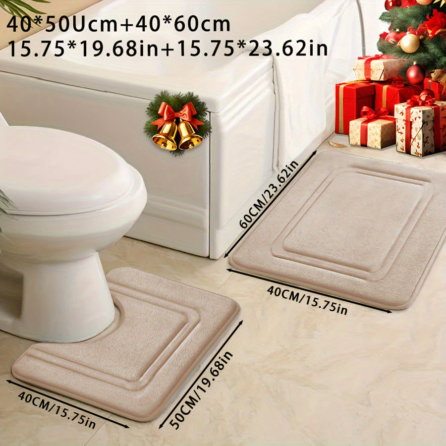 Extra Soft Memory Foam Bathroom Rug Set, Non-Slip Bath Rug and Absorbent Bath Mat Rug for Bath/Shower, Bathroom Supplies, Bathtub Floor Mats, and More