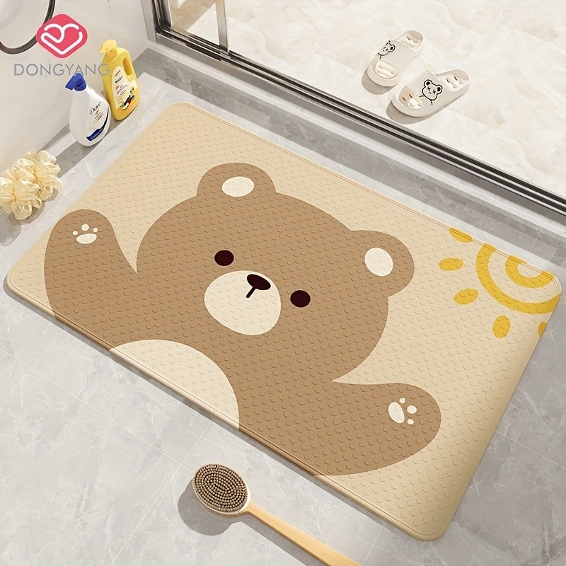 1pc of Dongyang brand cartoon pattern shower mat, Christmas decoration floor mat, bathroom non slip foot mat, easy to clean bath mat, bathtub mat with strong suction cup, quick draining, suitable for shower room, hotel restroom, bathroom, bathtub