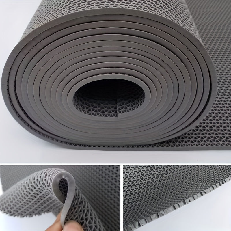 [Anti-Slip Pad] Thin 1pc 4.5mm PVC Anti-Slip Pad | Hollow Non-Slip Drainage Mat for Bathroom and Kitchen, Machine Made, Hand Wash Only, Rectangular Shape, High Absorbency Mat, Modern Bath Mat, PVC Construction, Bathroom Mat