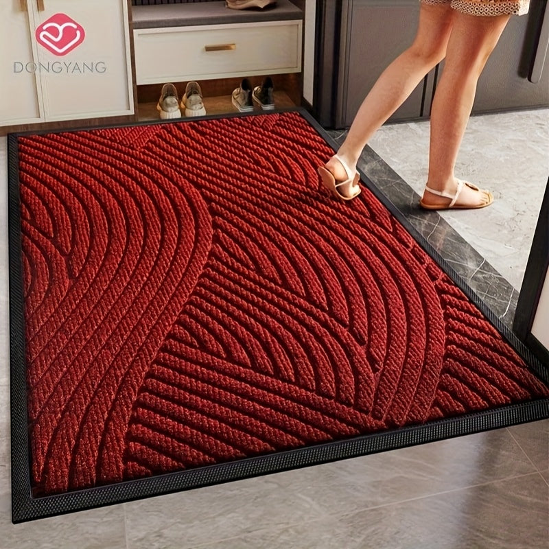1pc of Dongyang brand water absorbing and anti slip door mat, solid color striped welcome Mat, thickened and weighted outdoor mat, Durable and easy to maintain foot pads, suitable for outdoor doorways, corridors, Entrance halls, outdoors
