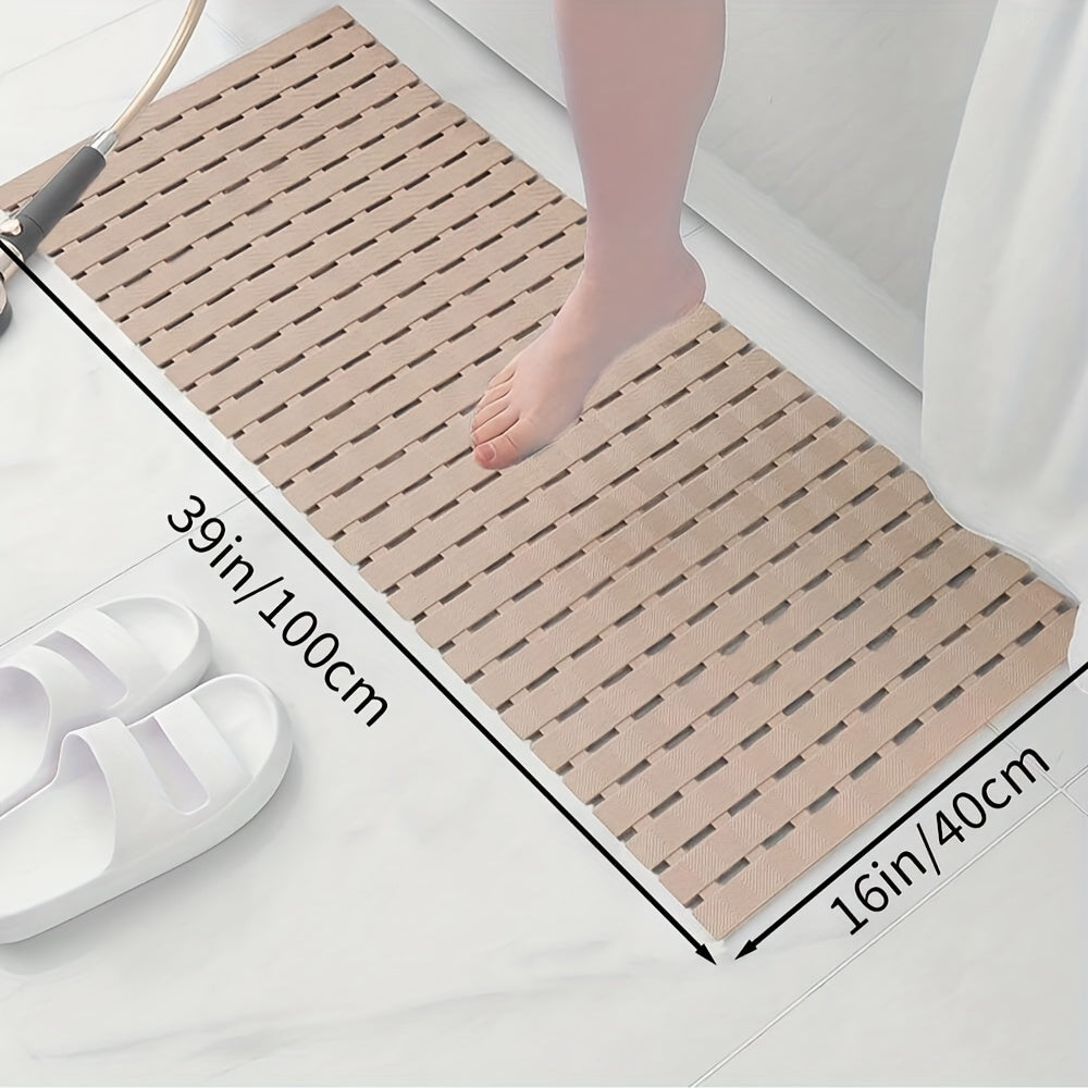 Non-Slip PVC Bathroom Mat - 16x39 Inches, Quick-Dry, Waterproof, Easy Drainage, Durable & Nonskid Floor Mat for Home Shower, Bathroom, Kitchen, and Entryway, Bathroom Floor Mat | Rectangular Floor Mat | PVC Construction, Bathroom Mat
