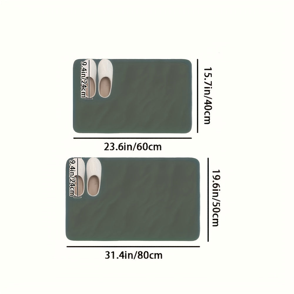 [Quick-Dry Bath Mat] 1pc Quick-Dry Diatomaceous Earth 3D Ultra-Absorbent Soft Polyester Bath Mat | Ideal for Bathroom, Shower, Tub, Outdoor Door Mat, Home and Autumn Decor