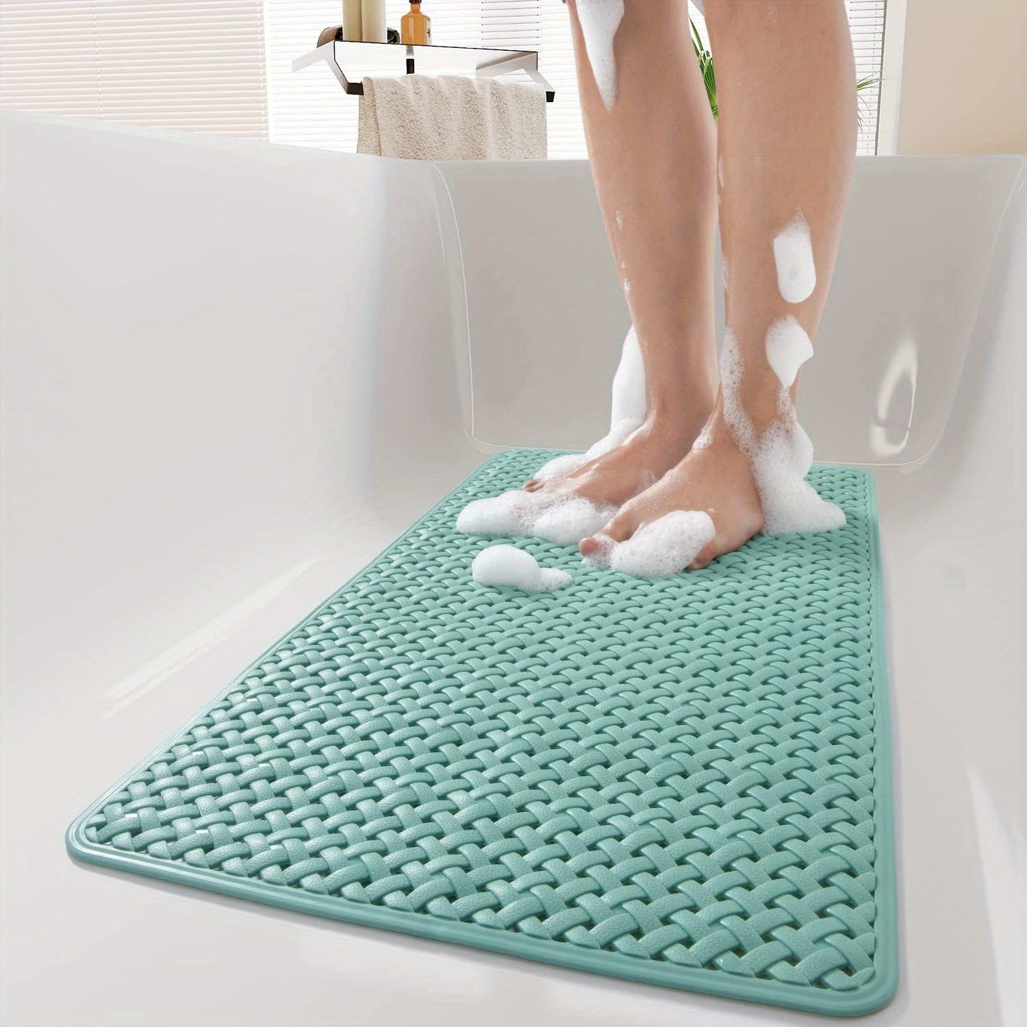 1pc Bathtub Mat, Non Slip with Suction Cups and Drain Holes, Machine Washable Shower Mat, Anti Slip Bath Mat for Tub
