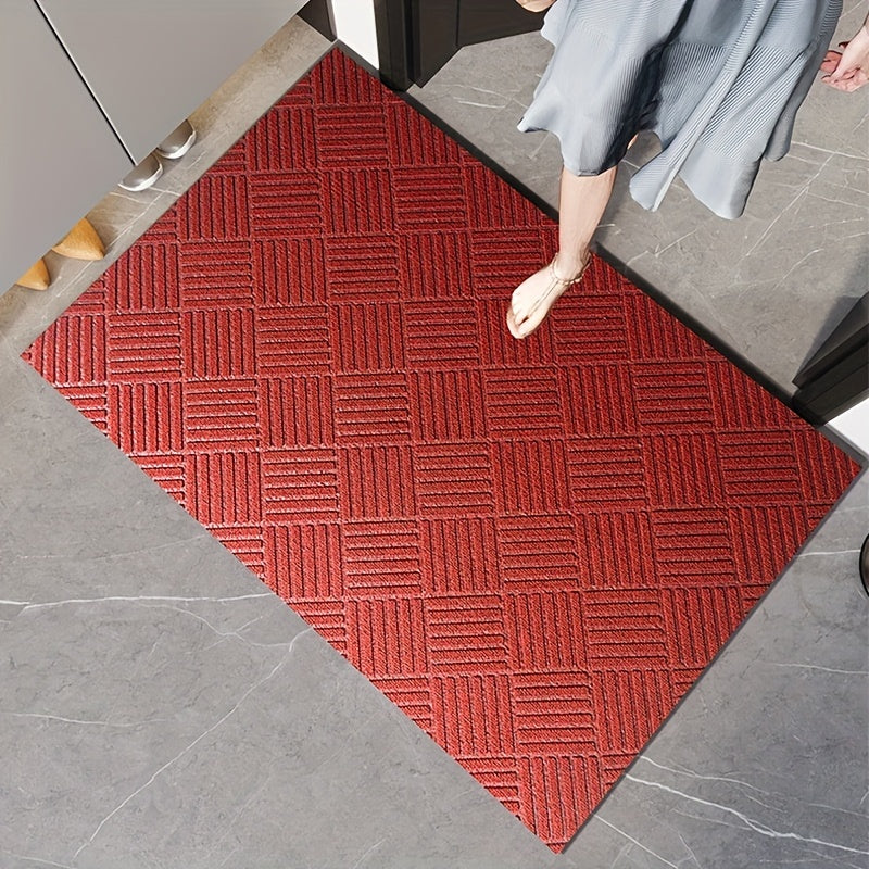 Thick Durable Non-Slip Rubber Modern Simplistic Doormat, Absorbent Twill Edge Design Entrance Mat with Multiple Sizes Available for Indoor, Porch, Patio, Bathroom, Kitchen