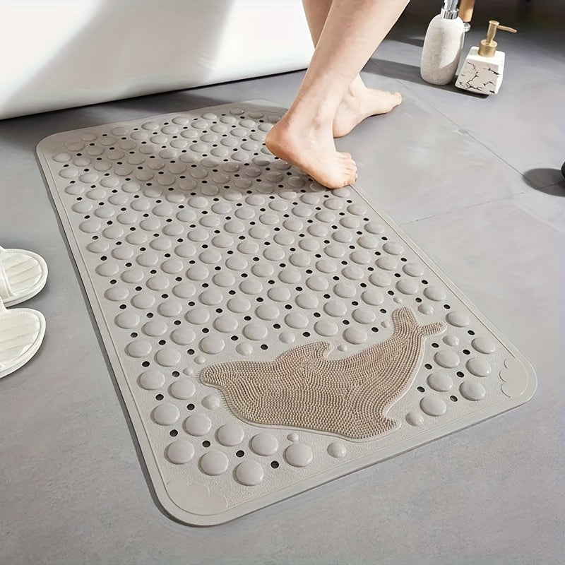 1pc Bathroom Non-slip Mat, Non Slip Bath Mats with Suction Cups, Shower Room And Anti-drop Mat, Machine Washable Bathtub Mats with Drain Holes, Foot Massage Shower Carpet, Household Toilet with Suction Cup Floor Mat