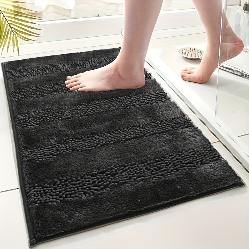 [Super Soft Bath Mat] Super Soft & Absorbent Chenille Bathroom Mat | Non-Slip, Easy To Clean - Ideal For Bathroom, Bedroom, Doorway, Kitchen, And Floor - 1pc