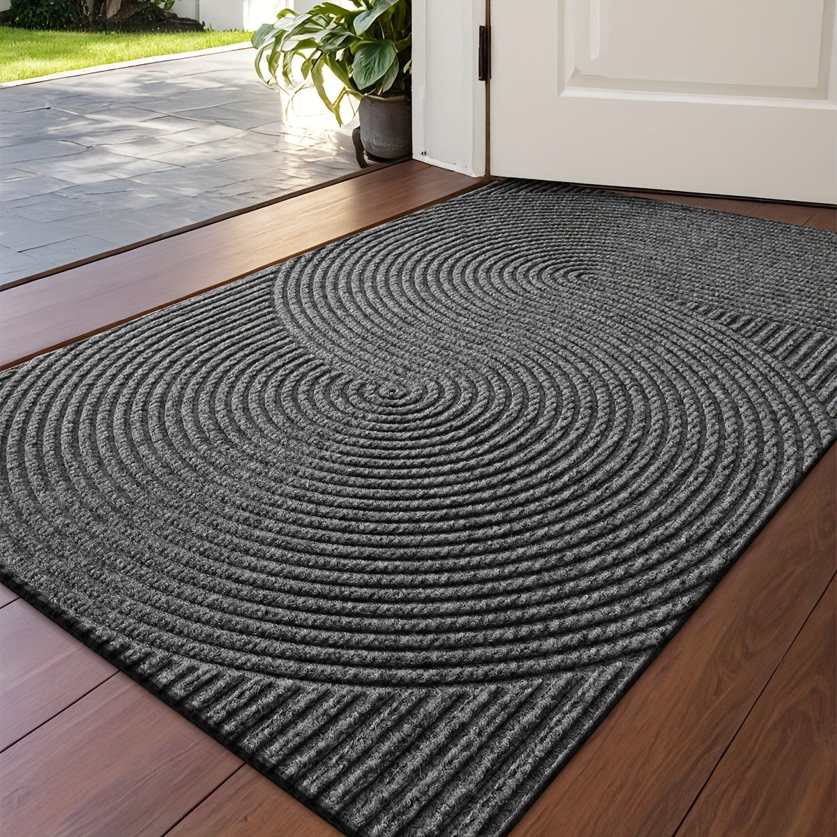 DAJIANG Geometric Stripe Non-Slip Mat - Durable Polyester 100., Hand Wash Only, Rectangular Entryway Mat for Home & Office, Christmas Decor & Gift, Beige & Brown Striped Design, Christmas Decor Mat | Modern Home Decor | Durable Mat, Christmas Decorations