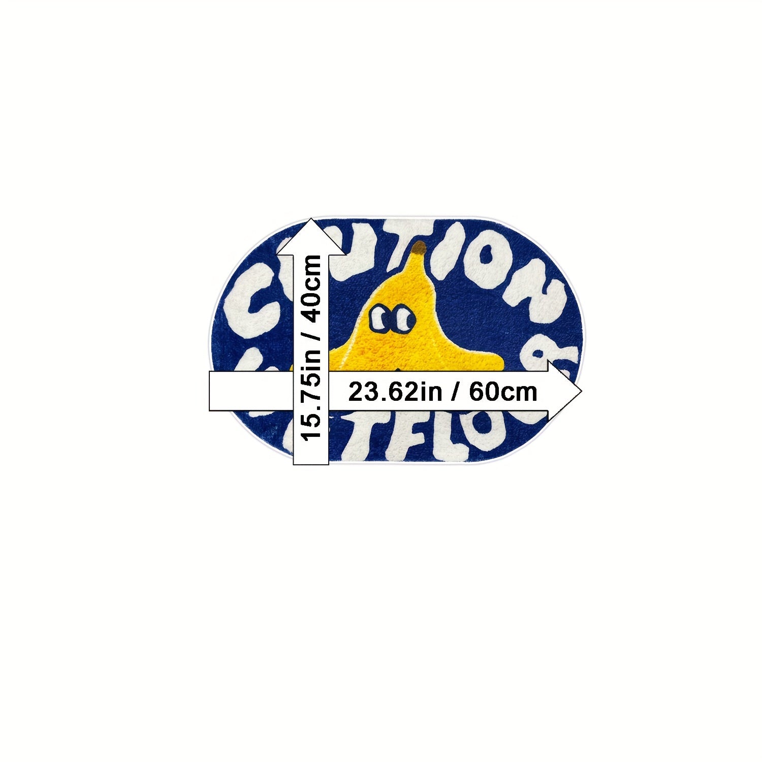 [Cartoon Carpet] 1pc Blue Cartoon Creative Caution Wet Floor Carpet | Soft and Comfortable Imitation Cashmere Material, TPR Non-slip Bottom Back | Suitable for Bathroom, Laundry Room, Kitchen, Washstand, Creative Door Mat and other Indoor Home Carpet