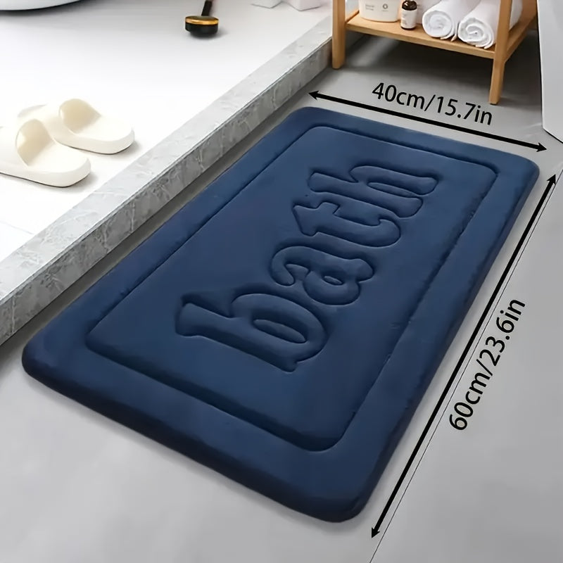 1pc Soft Touch Memory Foam Bath Mat, Rectangular Polyester Carpet with PVC Rubber Bottom Lining, Non Slip, Stain Resistant, Absorbent, Foot Massage, Geometric-pattern, Low Pile, Machine Made, 1.2cm Thickness