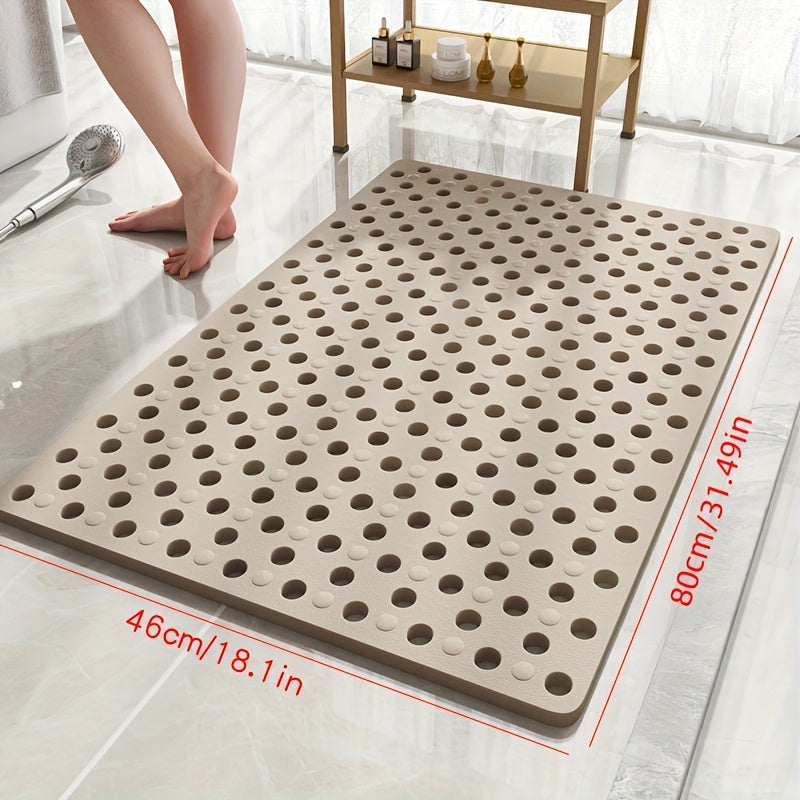 1pc Non-Slip Bathroom Mat - Quick Drain, Round Hole Design, Suction Cup, Massage Ring, Durable and Comfortable for Shower Room, Hotel Toilet, Bathtub