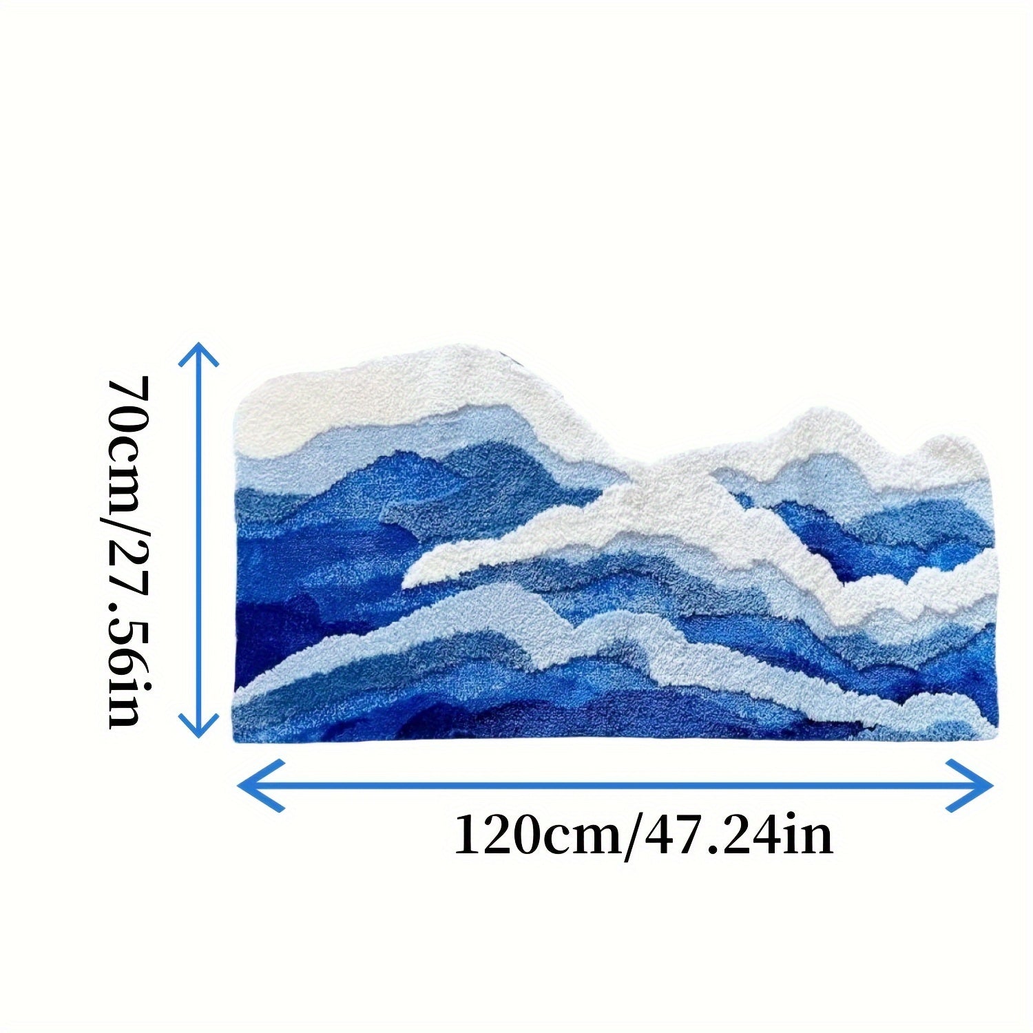1pc Sea Wave Flocking Bathroom Non-slip Mat, Front Bed Blanket, Coffee Table Non-slip Blue Special-shaped Living Room Bedroom Foot Pad, Floor Mat fluffy plush winter decor
