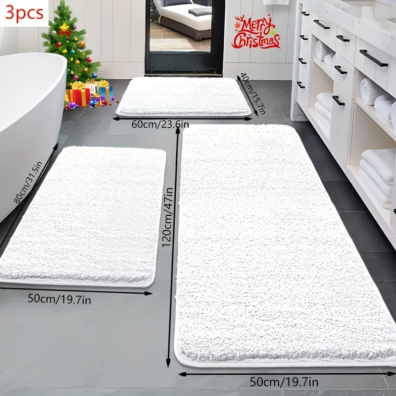 [Ultra Absorbent Bath Mat] 3pcs Ultra Absorbent Bath Mat Set | Extra Large & Small, Non-Slip, Soft Velvet Bath Rugs with Memory Foam - Ideal for Bathroom Decor, Shower, and Tub Accessories