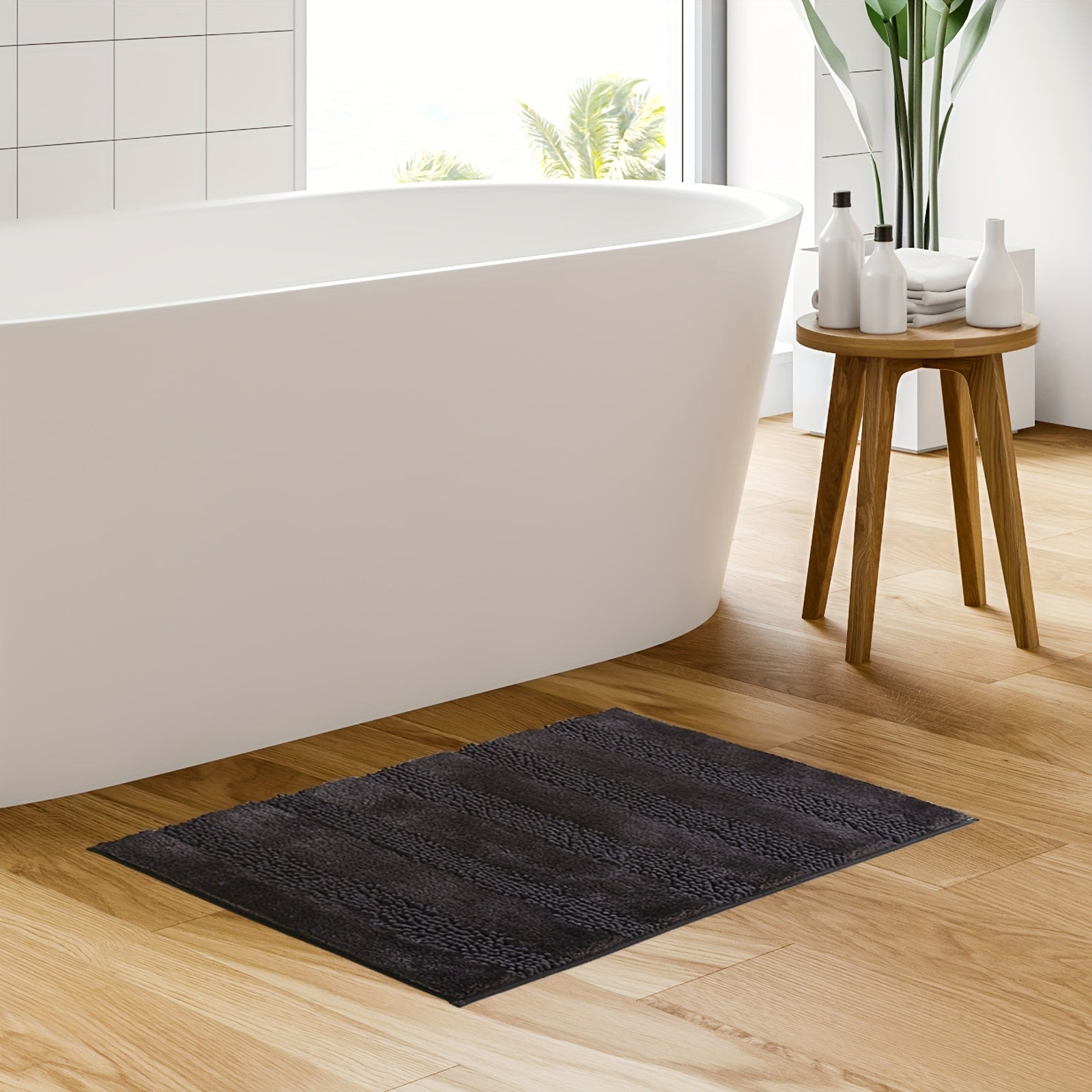[Super Soft Bath Mat] Super Soft & Absorbent Chenille Bathroom Mat | Non-Slip, Easy To Clean - Ideal For Bathroom, Bedroom, Doorway, Kitchen, And Floor - 1pc