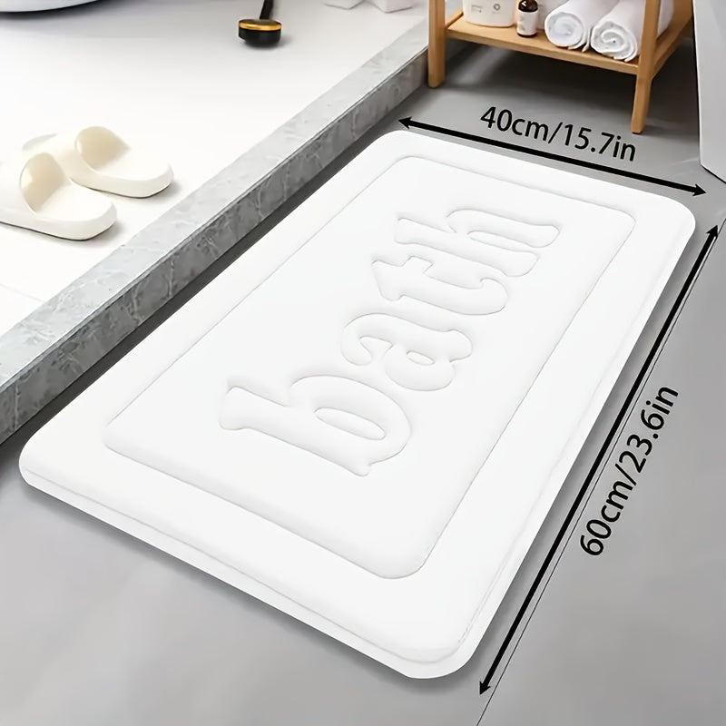 1pc Soft Touch Memory Foam Bath Mat, Rectangular Polyester Carpet with PVC Rubber Bottom Lining, Non Slip, Stain Resistant, Absorbent, Foot Massage, Geometric-pattern, Low Pile, Machine Made, 1.2cm Thickness