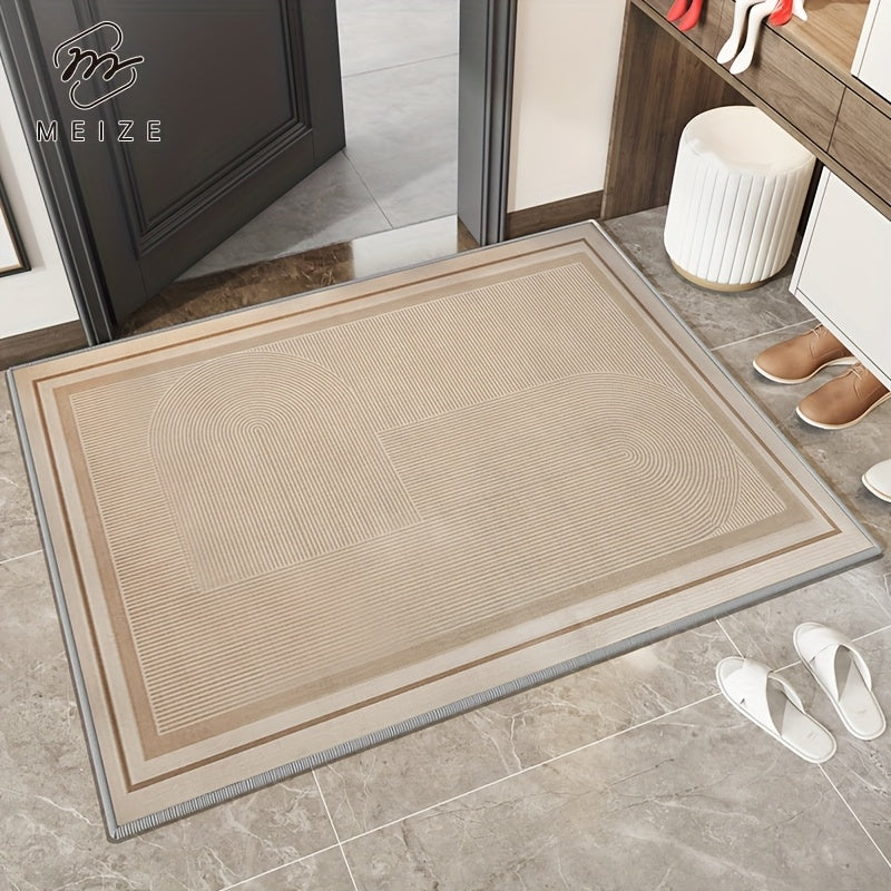 1 Meize brand simple solid color line welcome floor mat, water absorbing and anti slip door mat, soundproof and cooling foot mat, soft and delicate, suitable for doorways, corridors, entrances, bedrooms, kitchens, laundry rooms