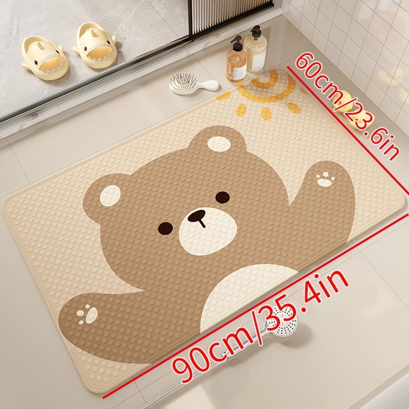 1pc of Dongyang brand cartoon pattern shower mat, Christmas decoration floor mat, bathroom non slip foot mat, easy to clean bath mat, bathtub mat with strong suction cup, quick draining, suitable for shower room, hotel restroom, bathroom, bathtub