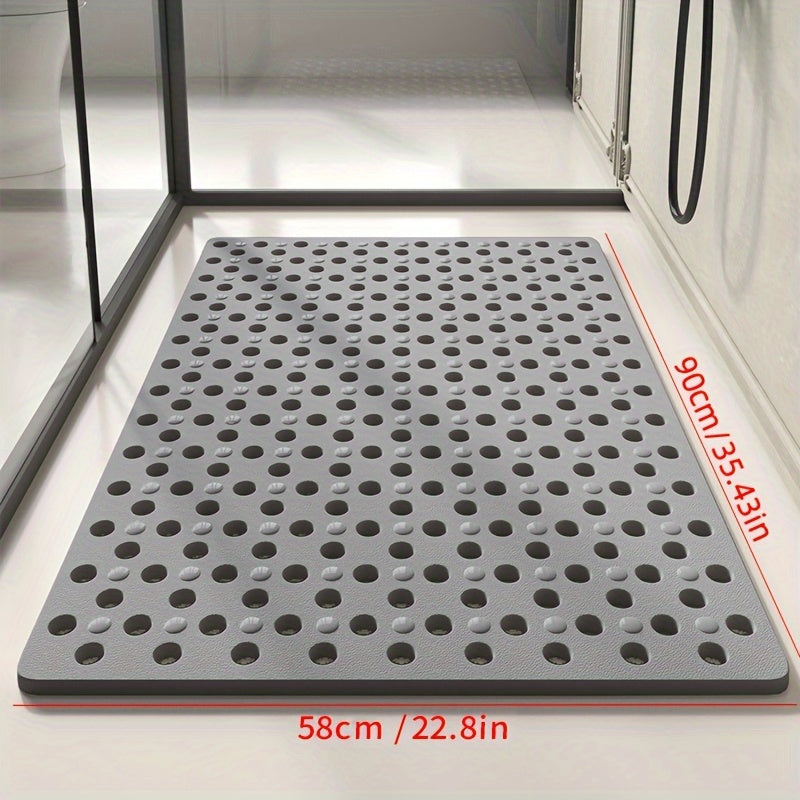 1pc Non-Slip Bathroom Mat - Quick Drain, Round Hole Design, Suction Cup, Massage Ring, Durable and Comfortable for Shower Room, Hotel Toilet, Bathtub