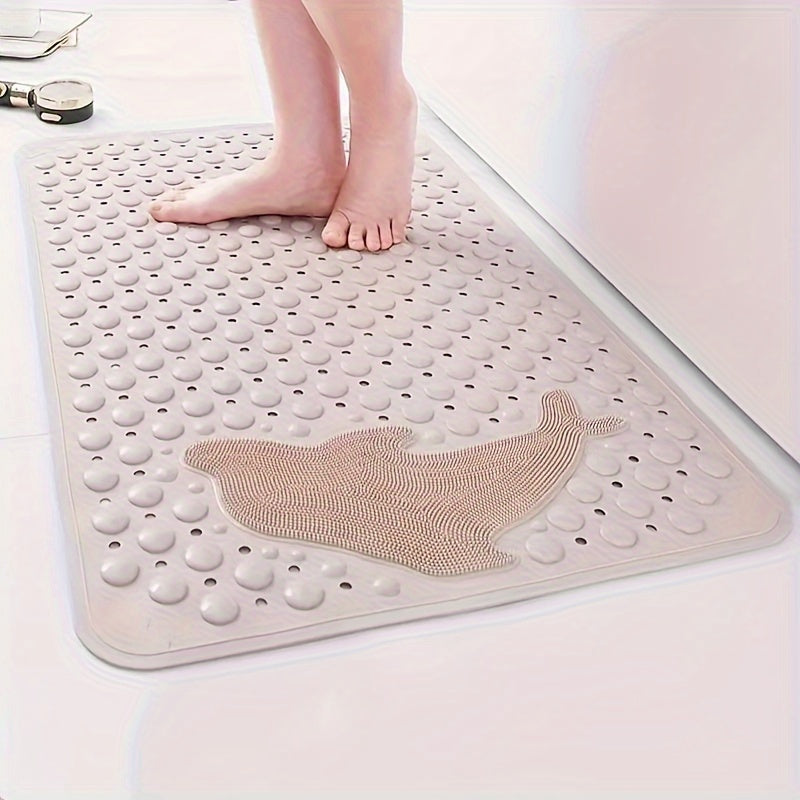 1pc Bathroom Non-slip Mat, Non Slip Bath Mats with Suction Cups, Shower Room And Anti-drop Mat, Machine Washable Bathtub Mats with Drain Holes, Foot Massage Shower Carpet, Household Toilet with Suction Cup Floor Mat