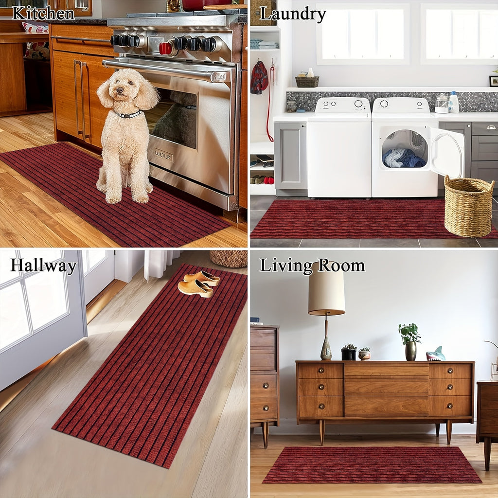2pcs kitchen carpet, striped non-slip mat, entrance door mat, kitchen living room laundry bathroom absorbent mat set, suitable for kitchen, living room, laundry room, bathroom, balcony, corridor, garage
