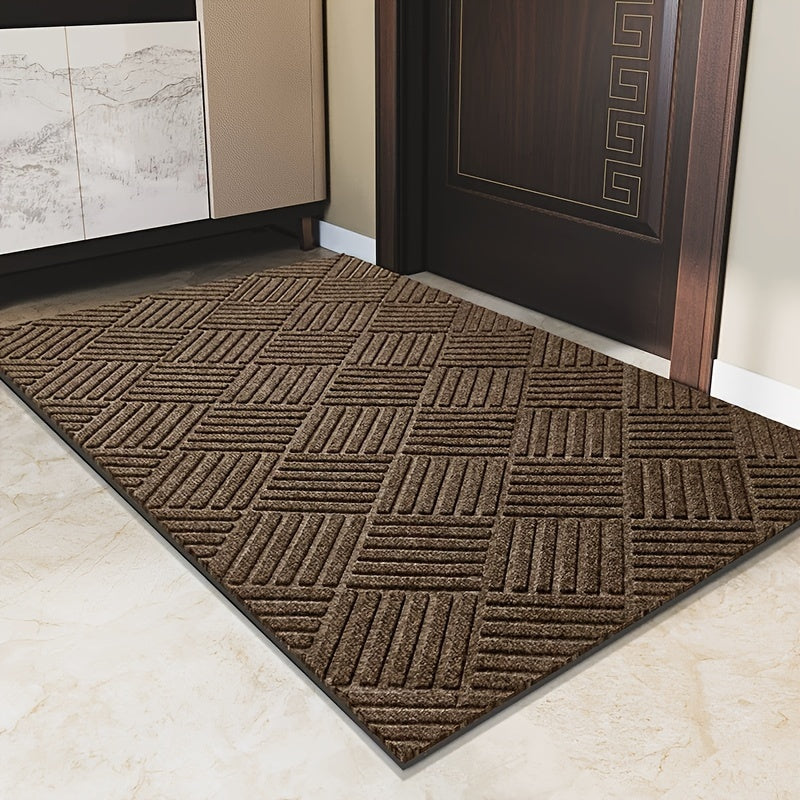 Thick Durable Non-Slip Rubber Modern Simplistic Doormat, Absorbent Twill Edge Design Entrance Mat with Multiple Sizes Available for Indoor, Porch, Patio, Bathroom, Kitchen
