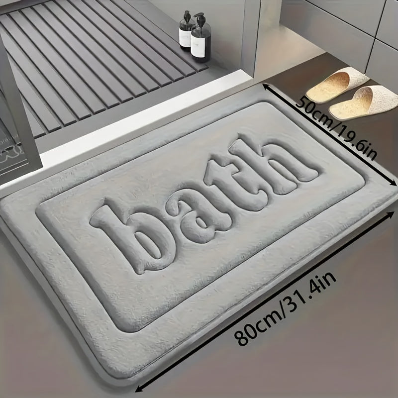 1pc Soft Touch Memory Foam Bath Mat, Rectangular Polyester Carpet with PVC Rubber Bottom Lining, Non Slip, Stain Resistant, Absorbent, Foot Massage, Geometric-pattern, Low Pile, Machine Made, 1.2cm Thickness